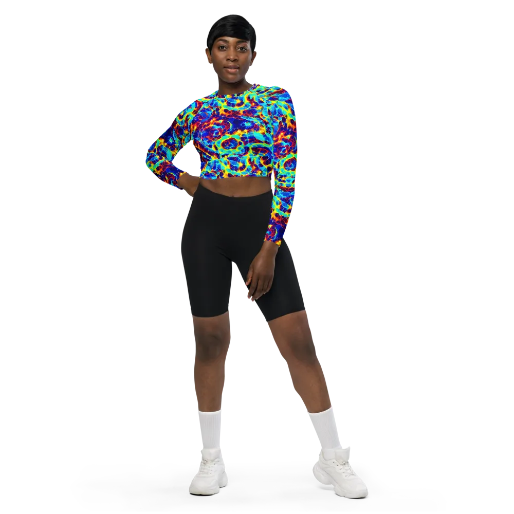 Cobalt Plasma on Long Sleeve Crop Top — Front