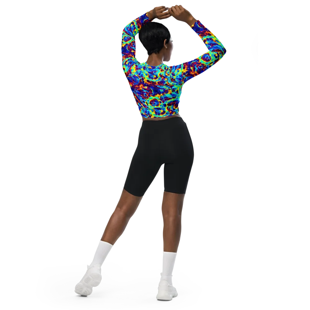 Cobalt Plasma on Long Sleeve Crop Top — Back