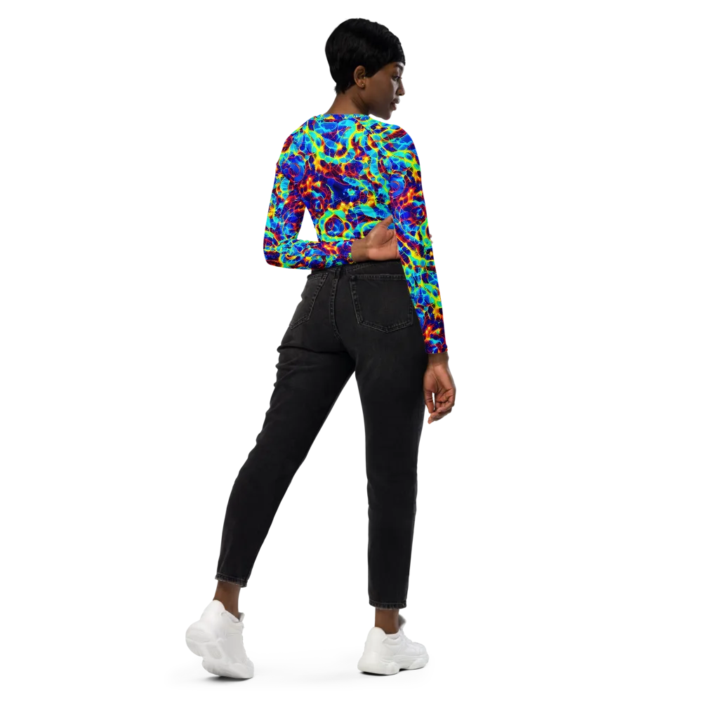 Cobalt Plasma on Long Sleeve Crop Top — Right Back