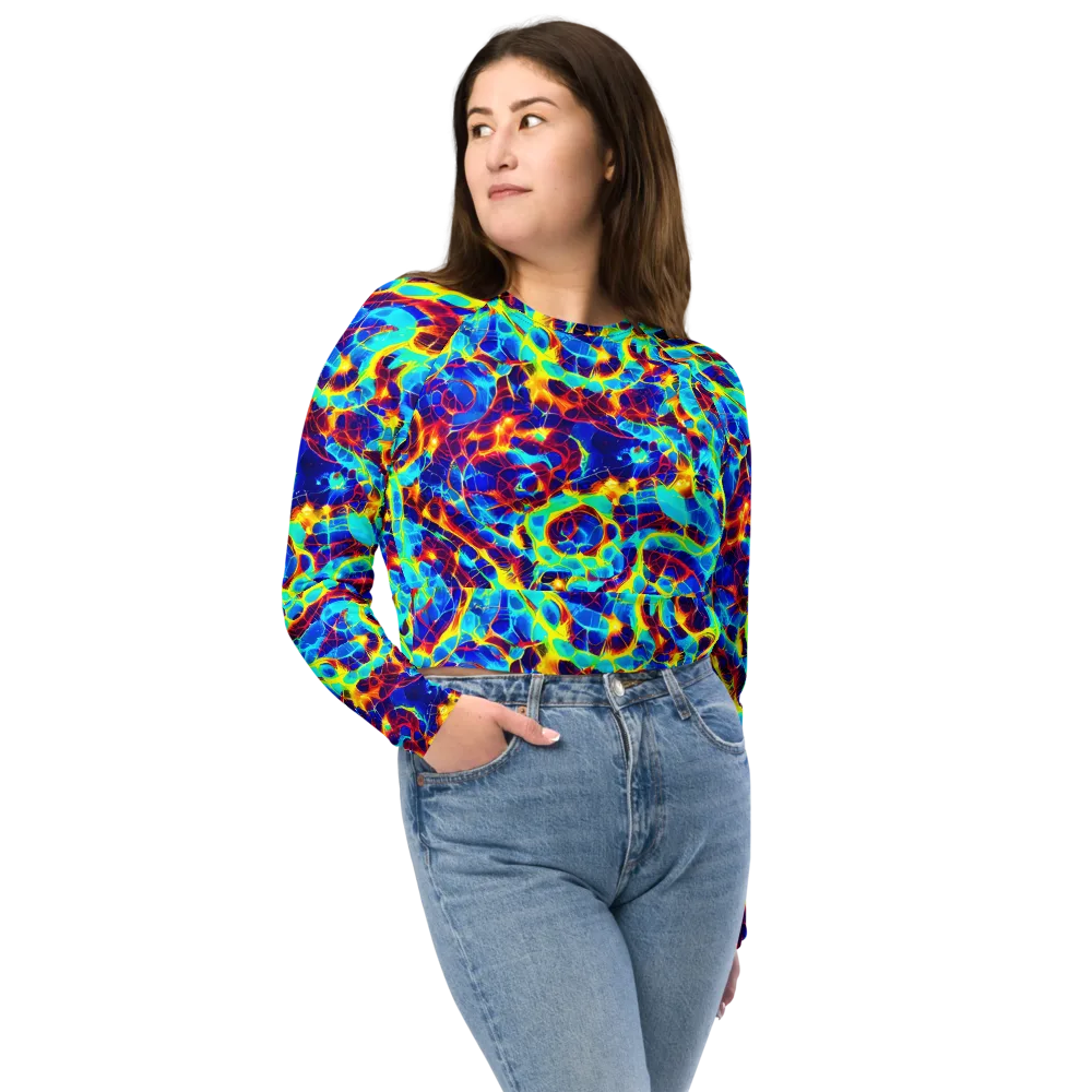 Cobalt Plasma on Long Sleeve Crop Top — Front