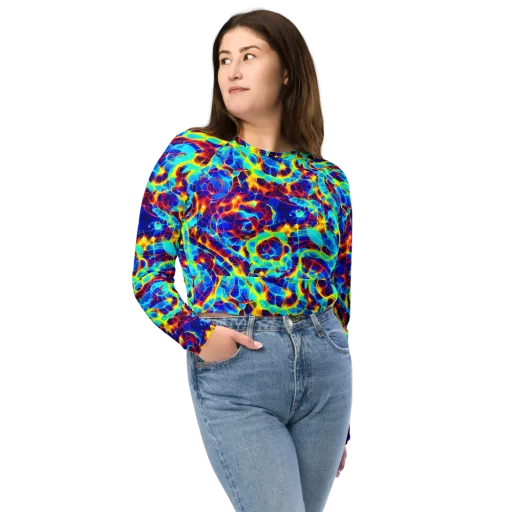 Cobalt Plasma on a Long Sleeve Crop Top