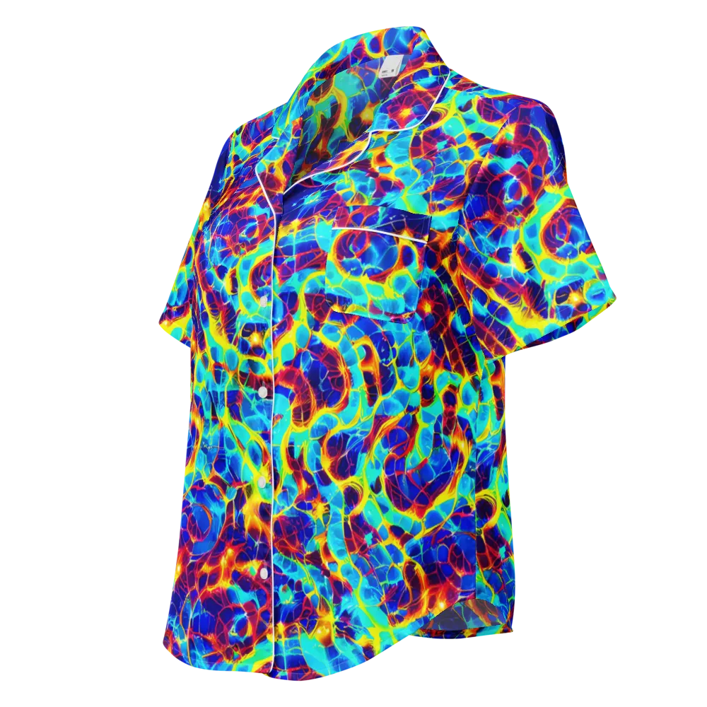 Cobalt Plasma on Women's Short Sleeve Pajama Top — Left Front