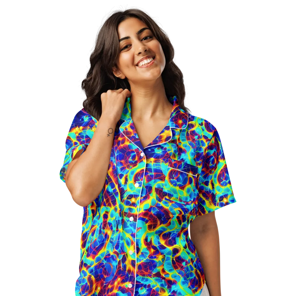 Cobalt Plasma on Women's Short Sleeve Pajama Top — Front