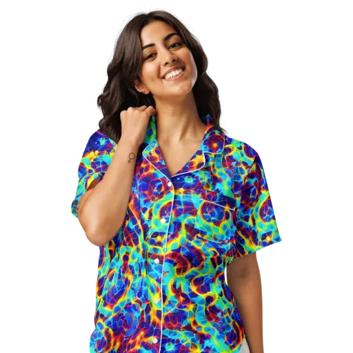 Cobalt Plasma on a Women's Short Sleeve Pajama Top