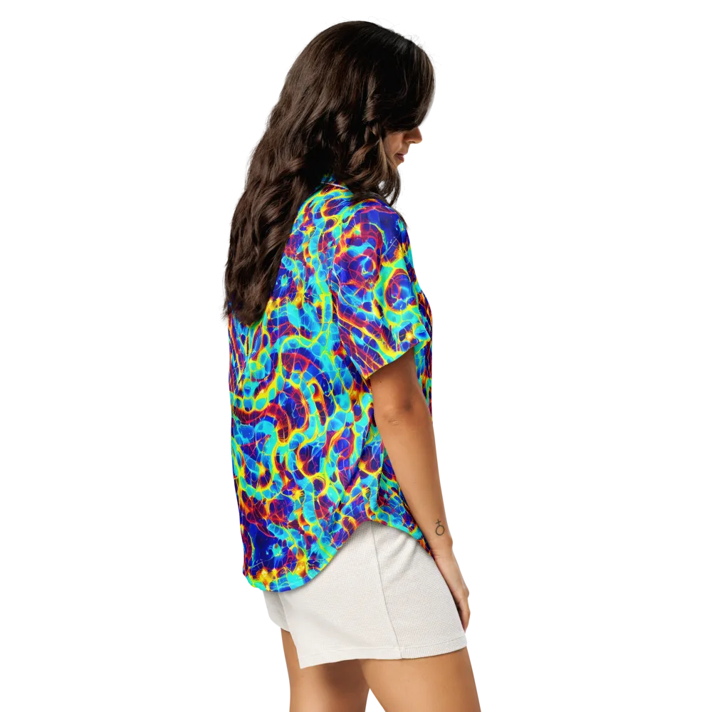 Cobalt Plasma on Women's Short Sleeve Pajama Top — Right Back