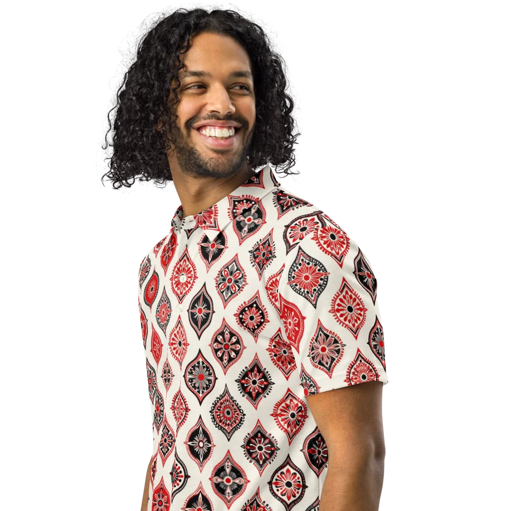 Ruby Caravan on Men's Slim Fit Polo Shirt — Left Front