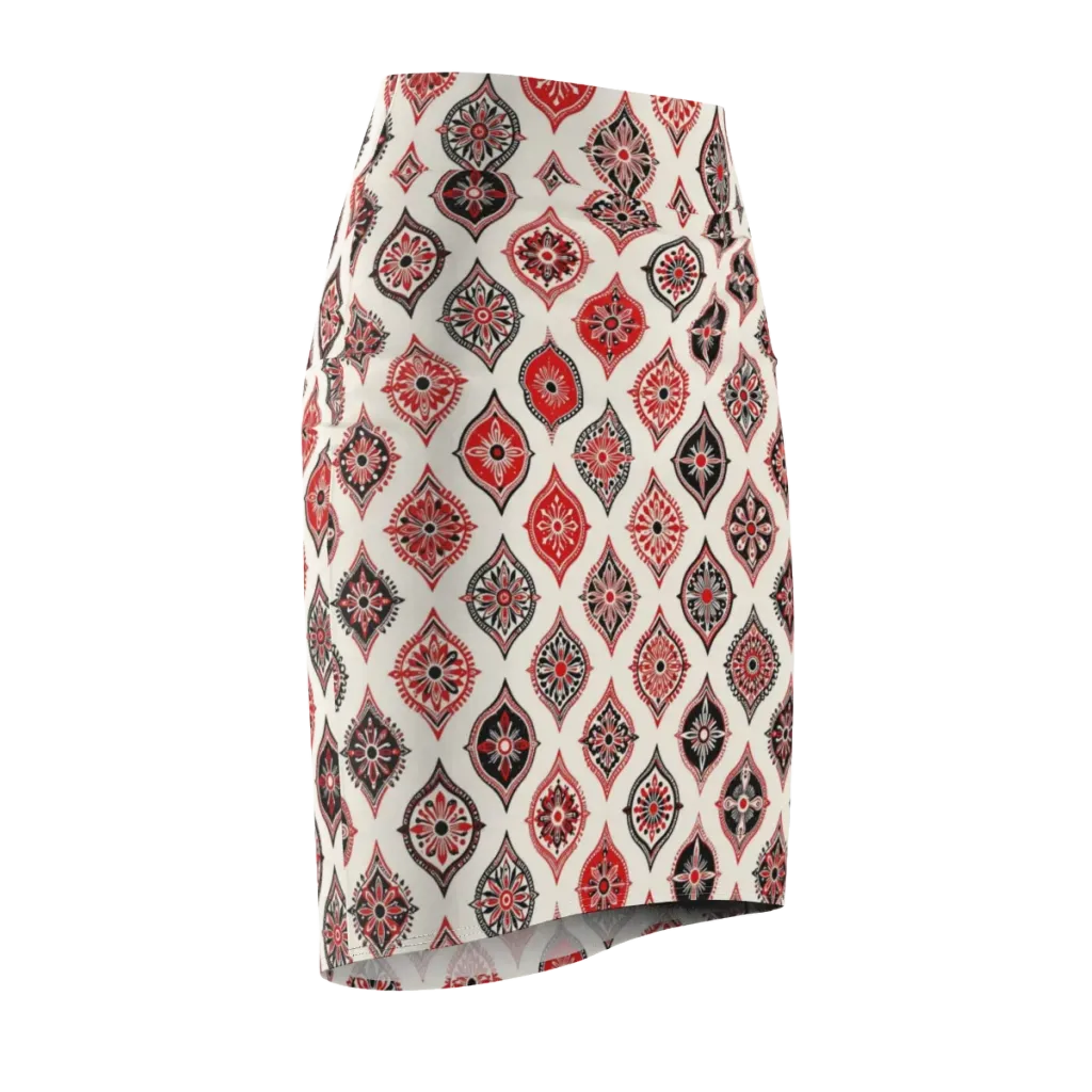 Ruby Caravan on Pencil Skirt — Front Side