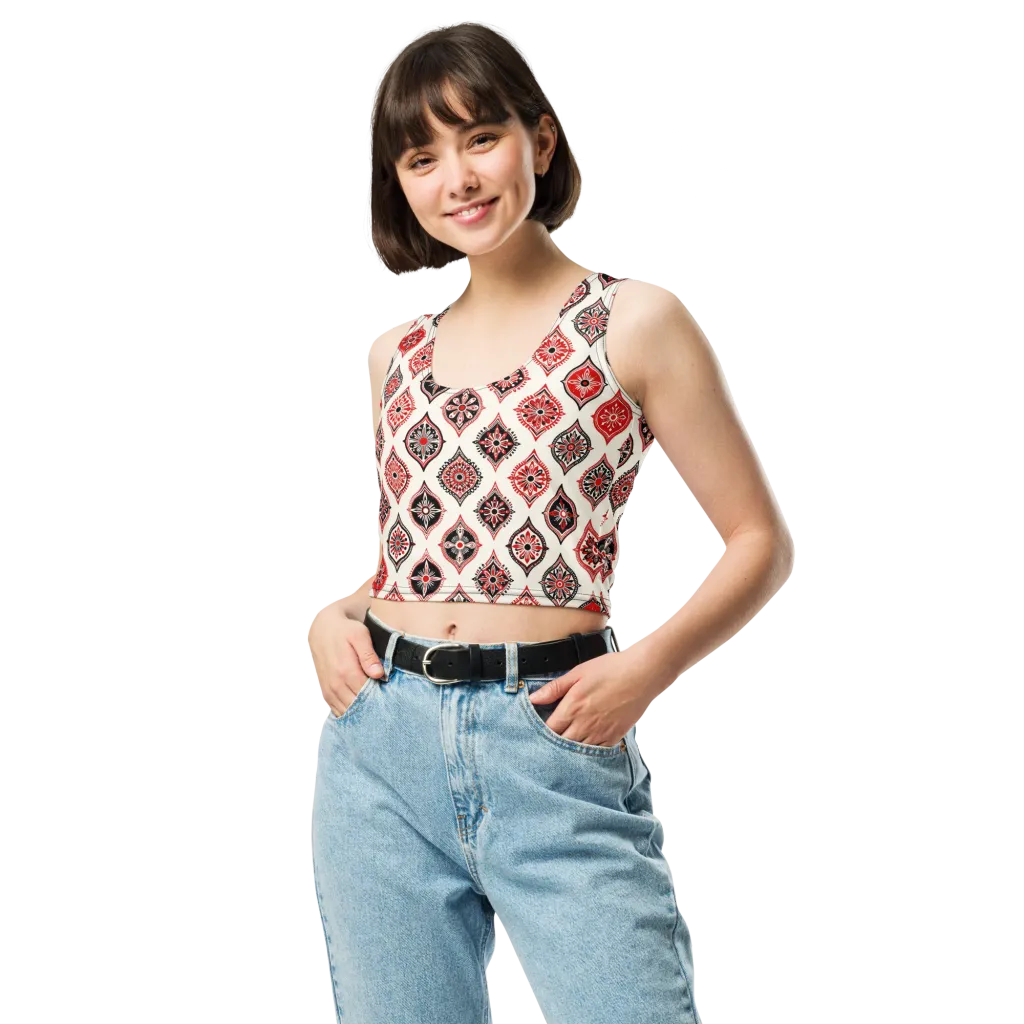 Ruby Caravan on Crop Top — Front