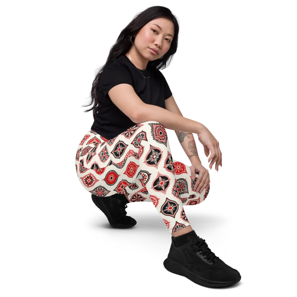 Ruby Caravan on Leggings with Pockets — Right Front