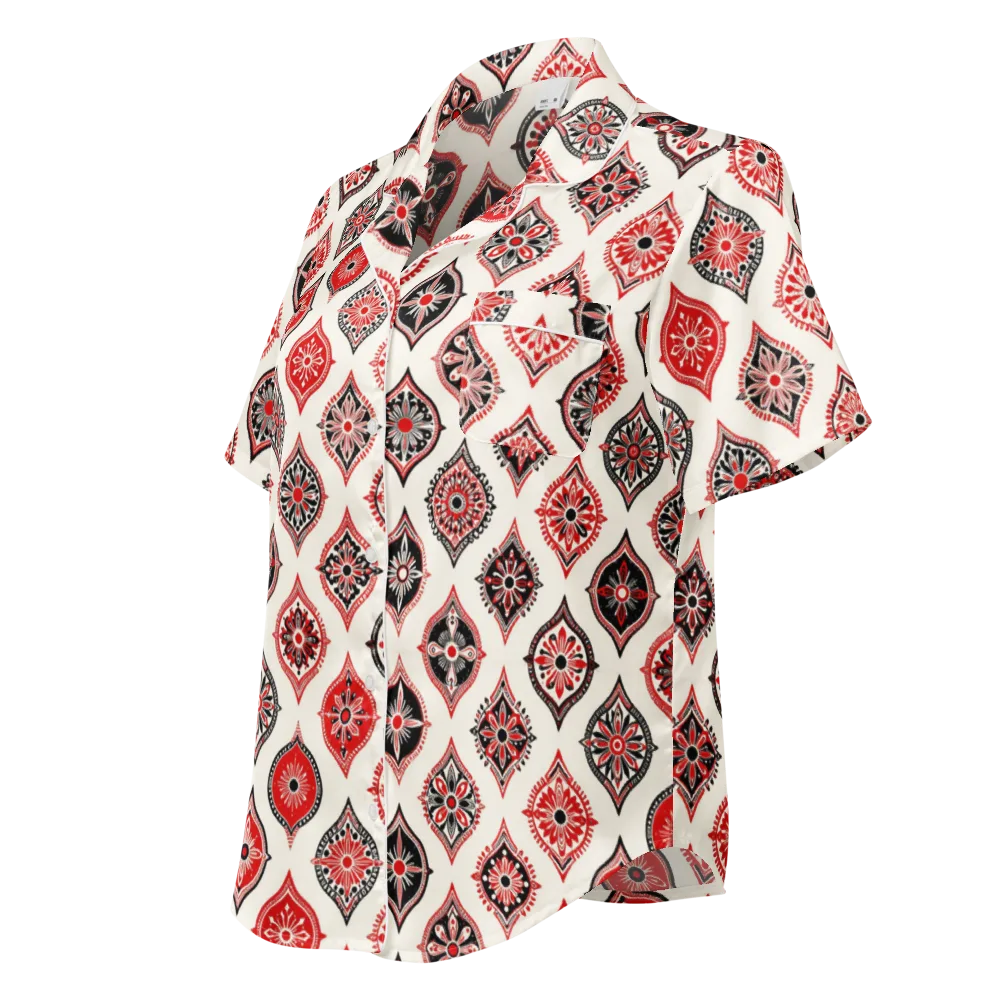Ruby Caravan on Women's Short Sleeve Pajama Top — Left Front