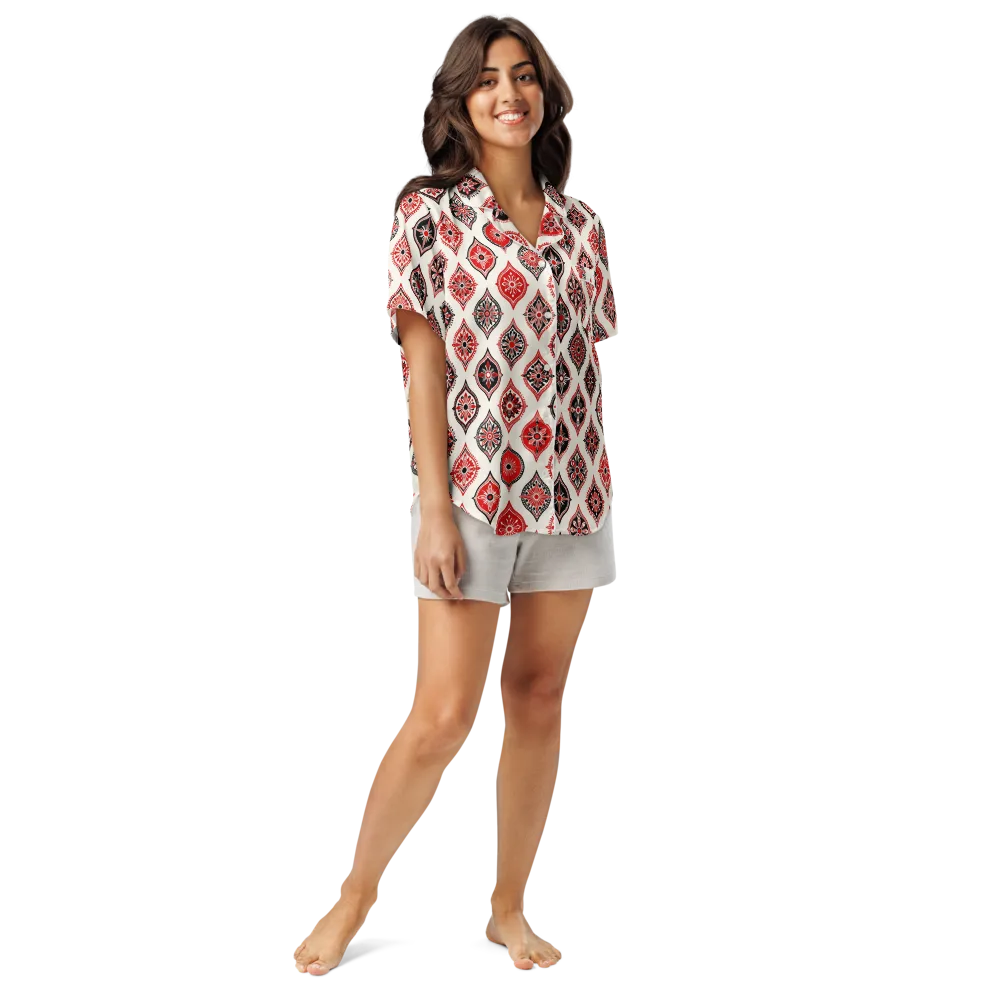 Ruby Caravan on Women's Short Sleeve Pajama Top — Front