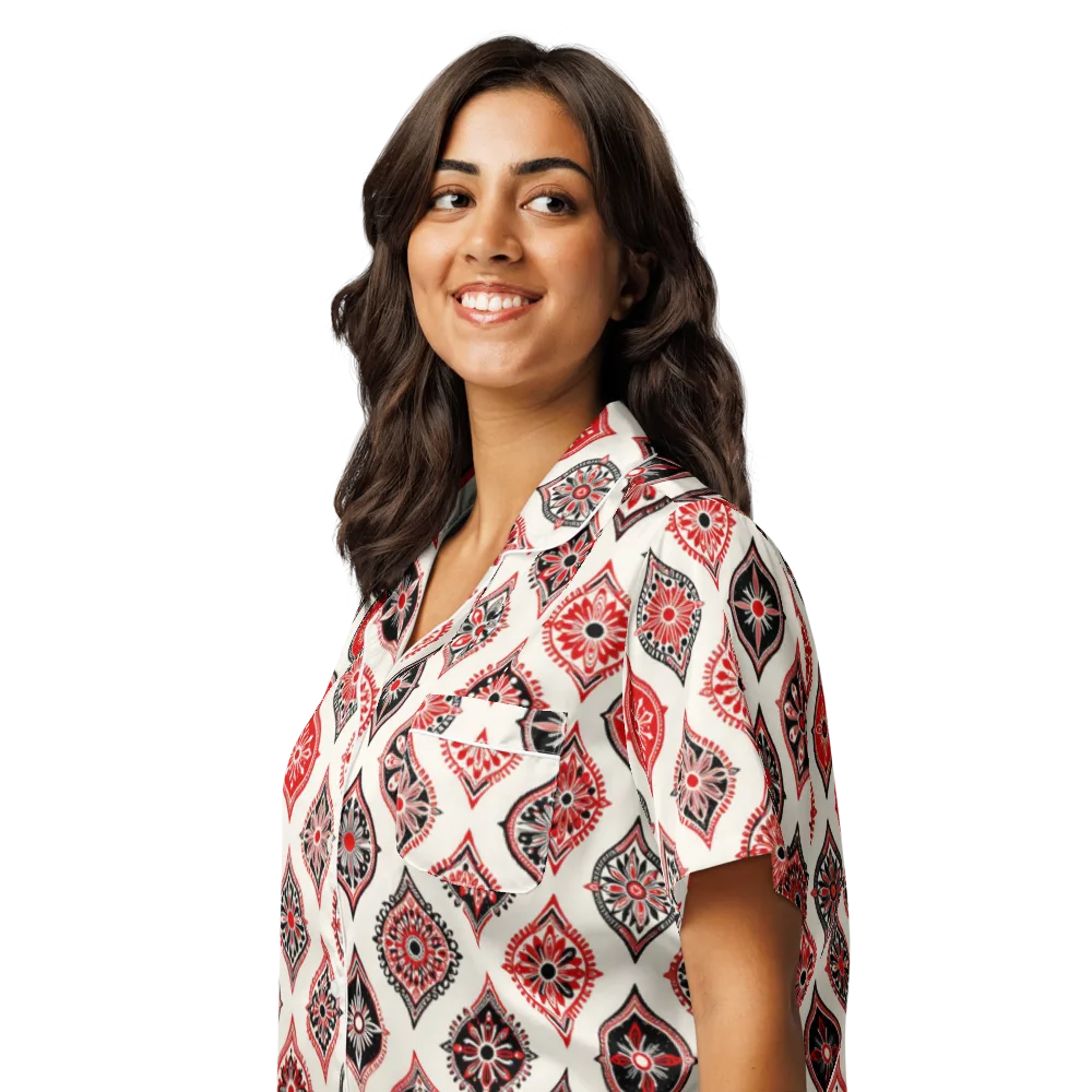 Ruby Caravan on Women's Short Sleeve Pajama Top — Left Front