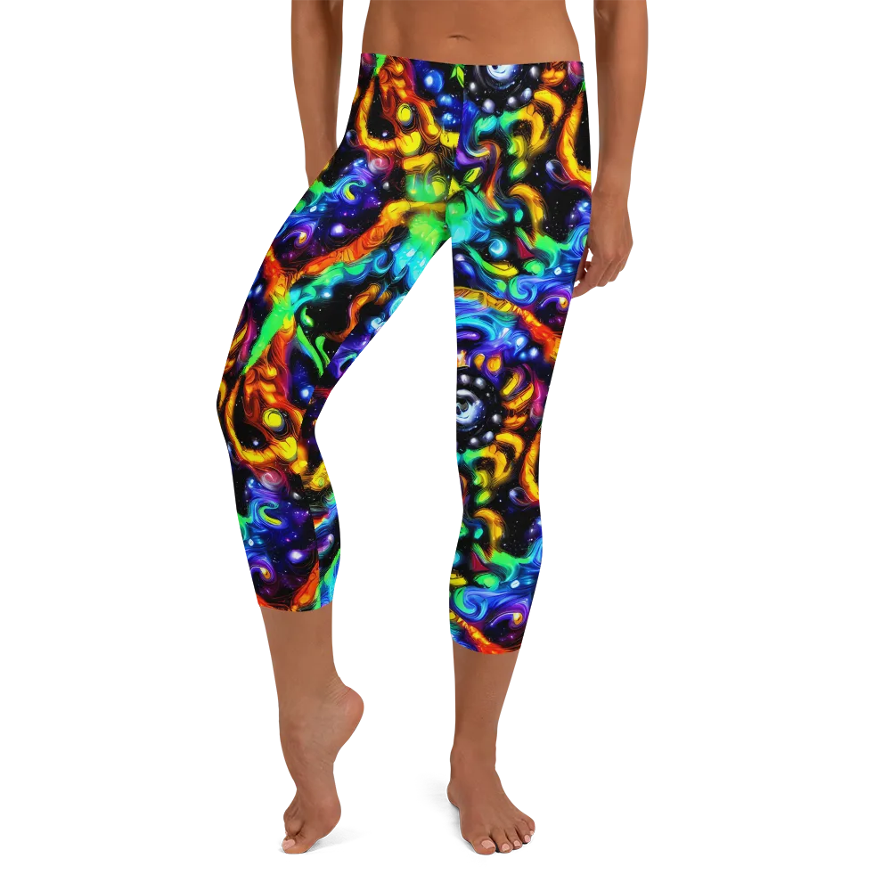 Infinite Colorstorm on Capri Leggings — Front