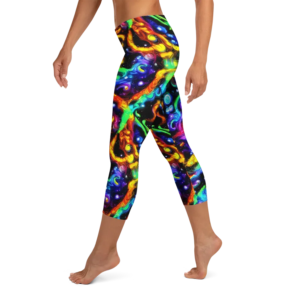 Infinite Colorstorm on Capri Leggings — Left