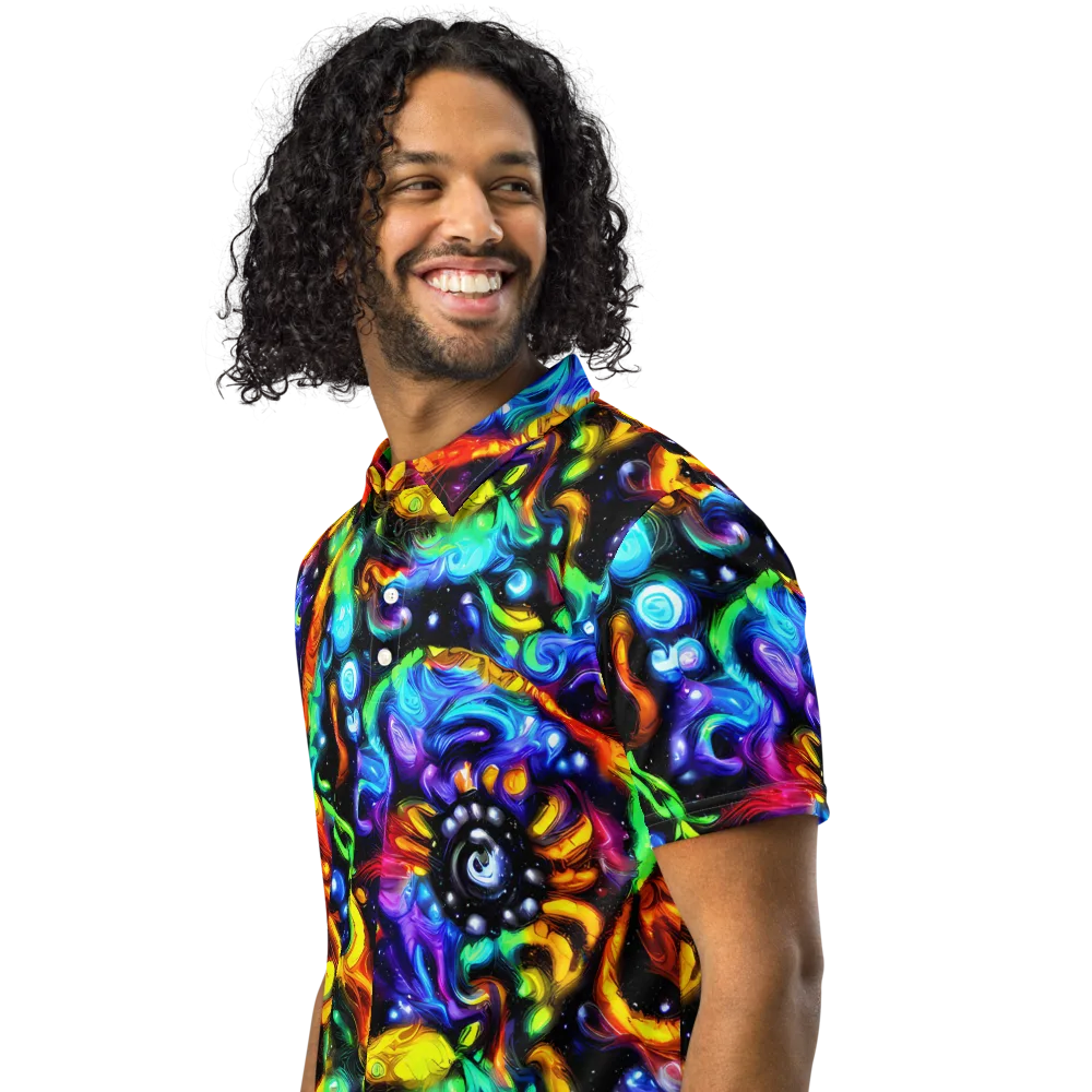 Infinite Colorstorm on Men's Slim Fit Polo Shirt — Left Front