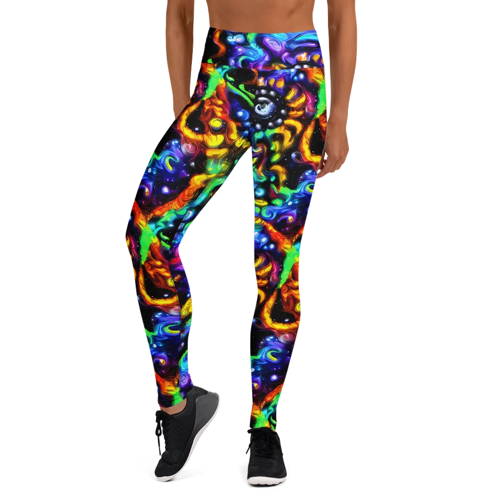 Infinite Colorstorm on Yoga Leggings — Front