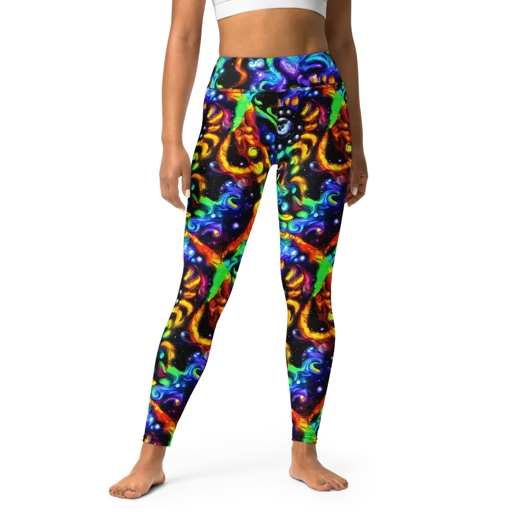 Infinite Colorstorm on Yoga Leggings — Front