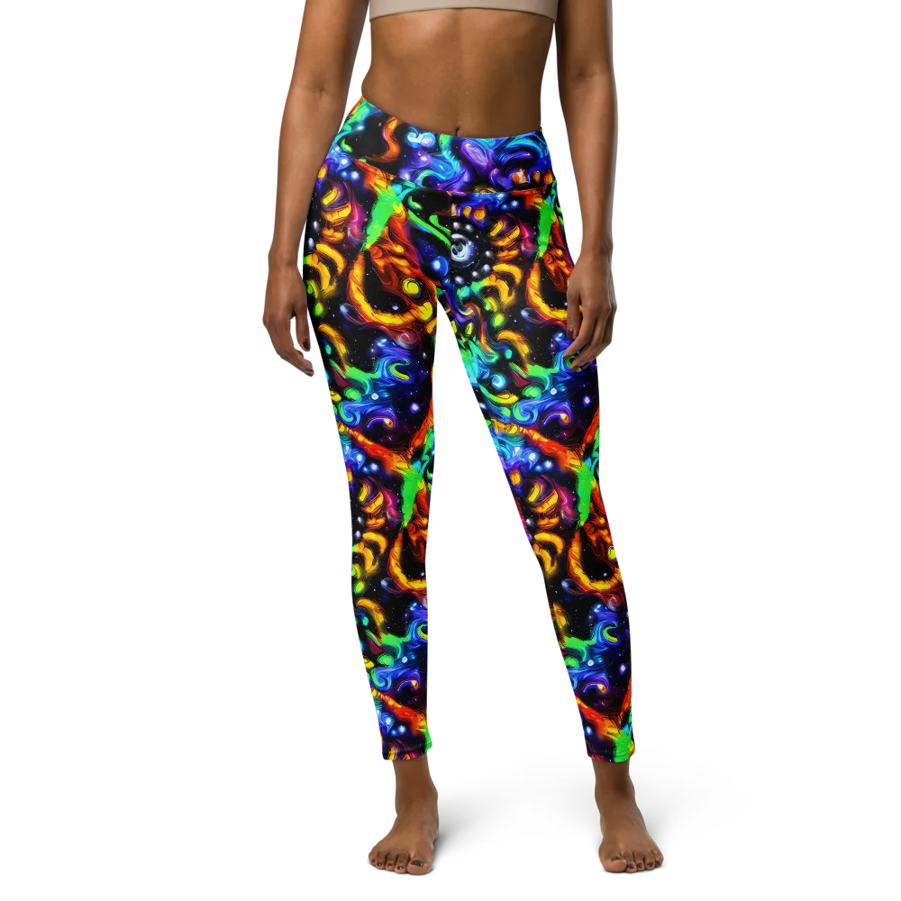 Infinite Colorstorm on Yoga Leggings — Front