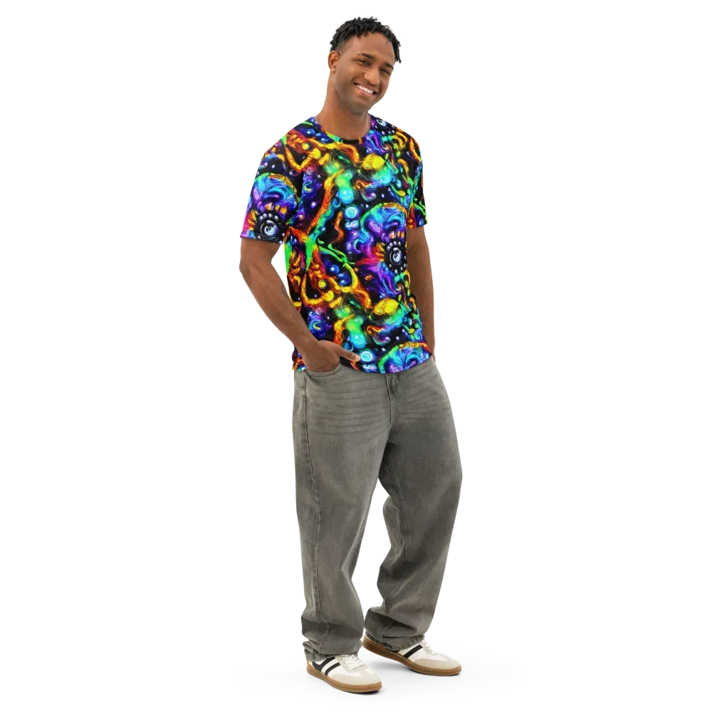 Infinite Colorstorm on Men's Cotton Crew Neck T-Shirt — Right Front