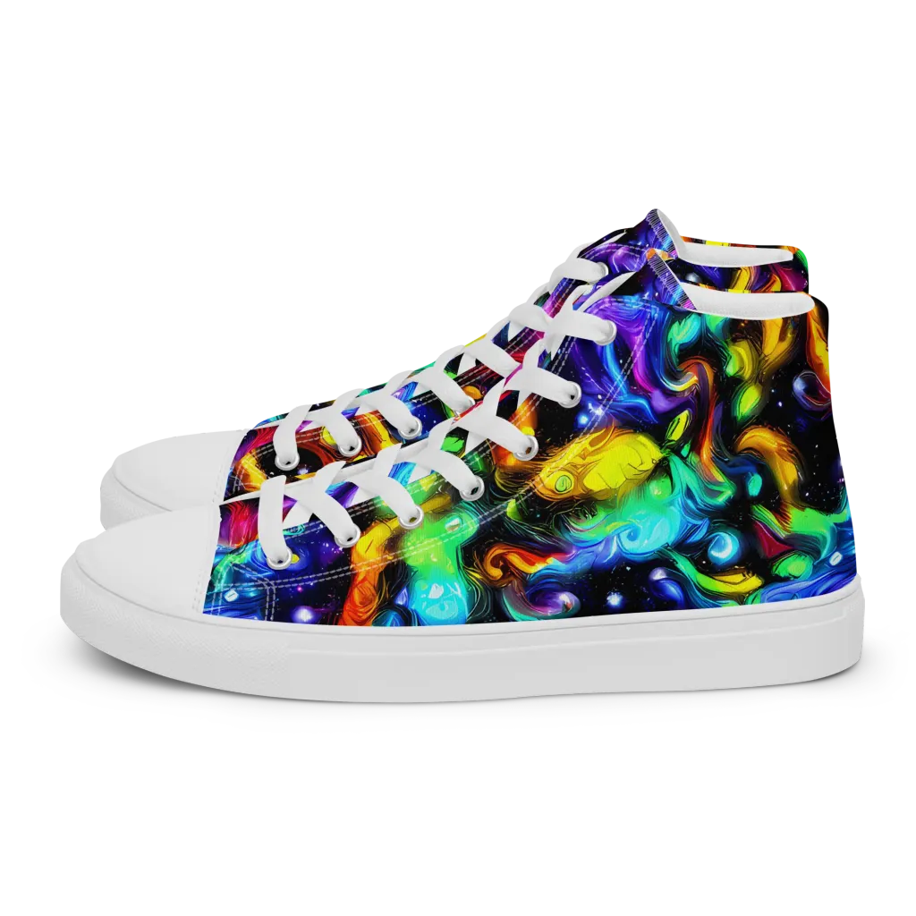 Infinite Colorstorm on Men's High Top Canvas Shoes — Left