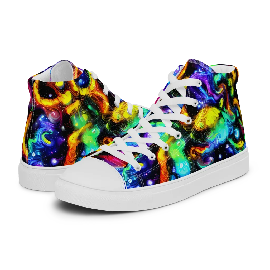 Infinite Colorstorm on Men's High Top Canvas Shoes — Left