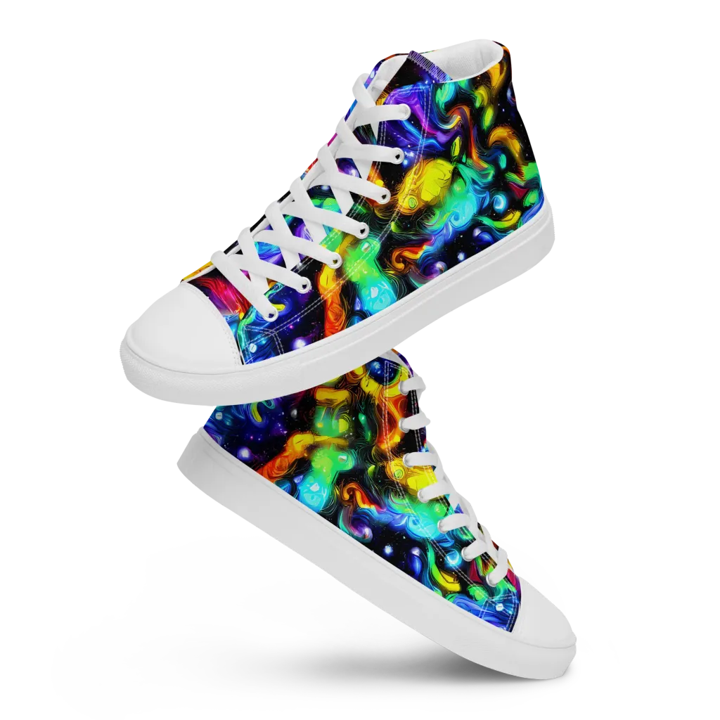 Infinite Colorstorm on Men's High Top Canvas Shoes — Front