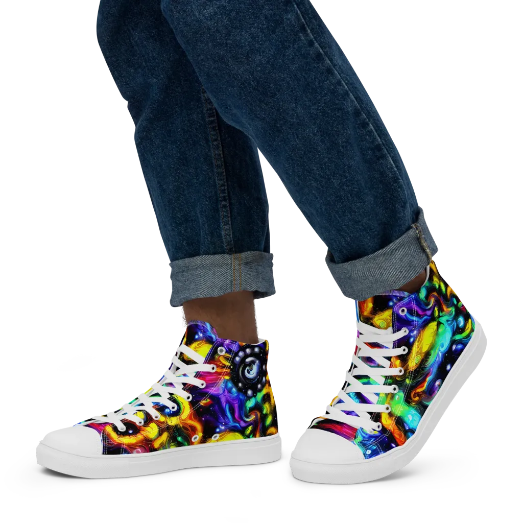 Infinite Colorstorm on Men's High Top Canvas Shoes — Left