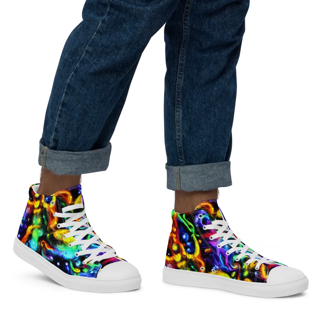 Infinite Colorstorm on Men's High Top Canvas Shoes — Right