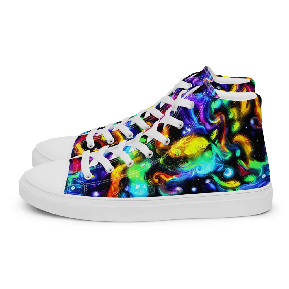Infinite Colorstorm on Women's High Top Canvas Shoes — Left