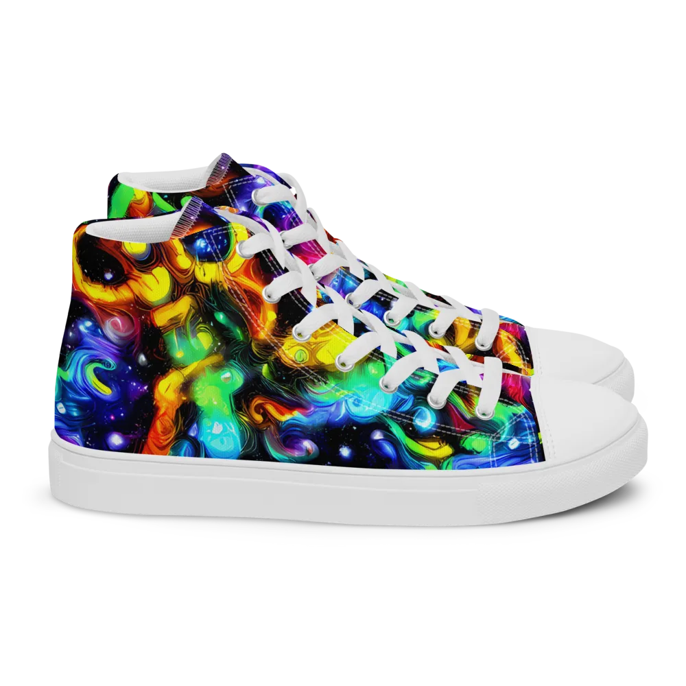 Infinite Colorstorm on Women's High Top Canvas Shoes — Right