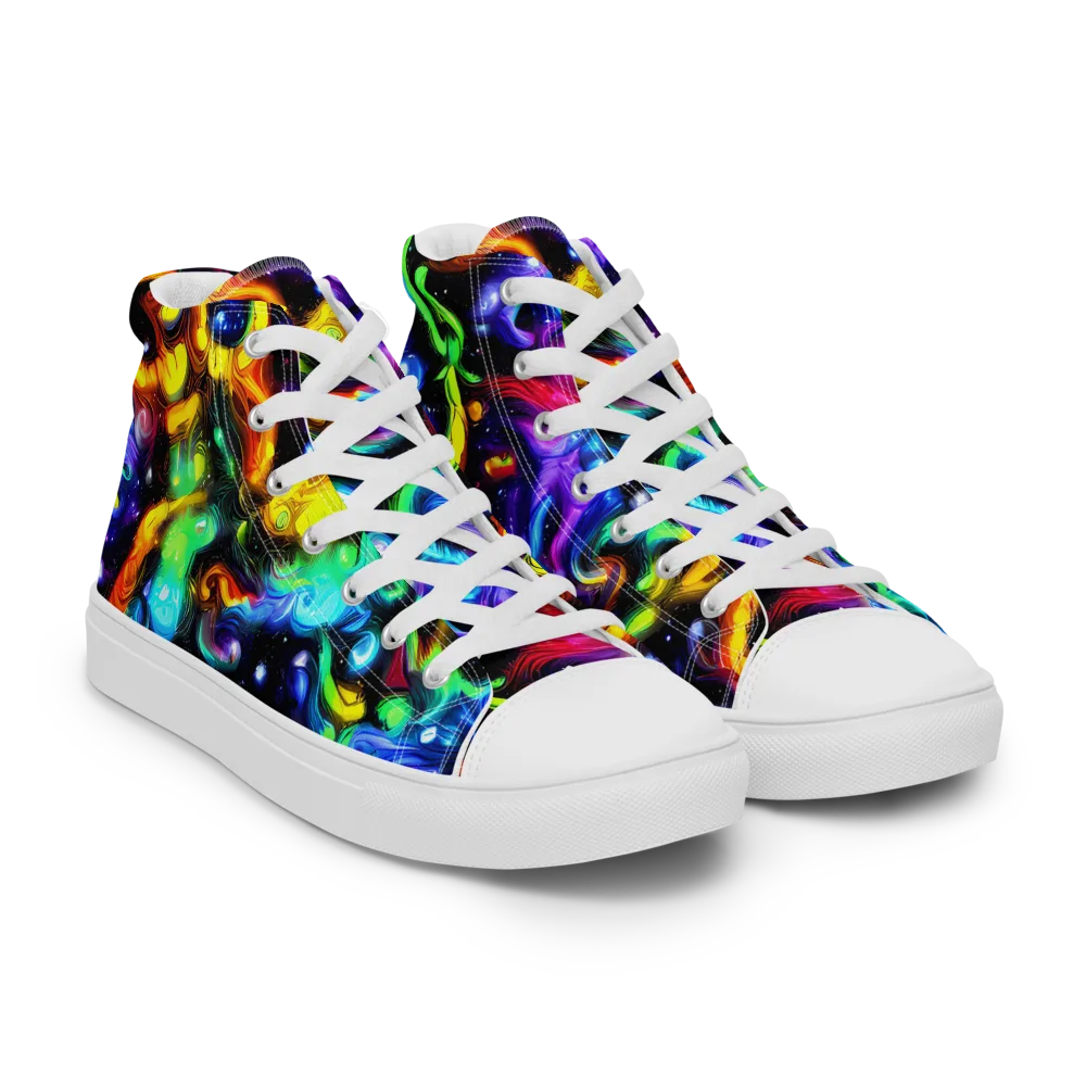 Infinite Colorstorm on Women's High Top Canvas Shoes — Right Front