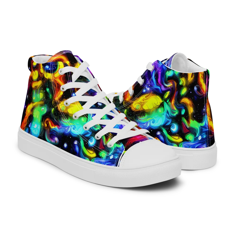 Infinite Colorstorm on Women's High Top Canvas Shoes — Right