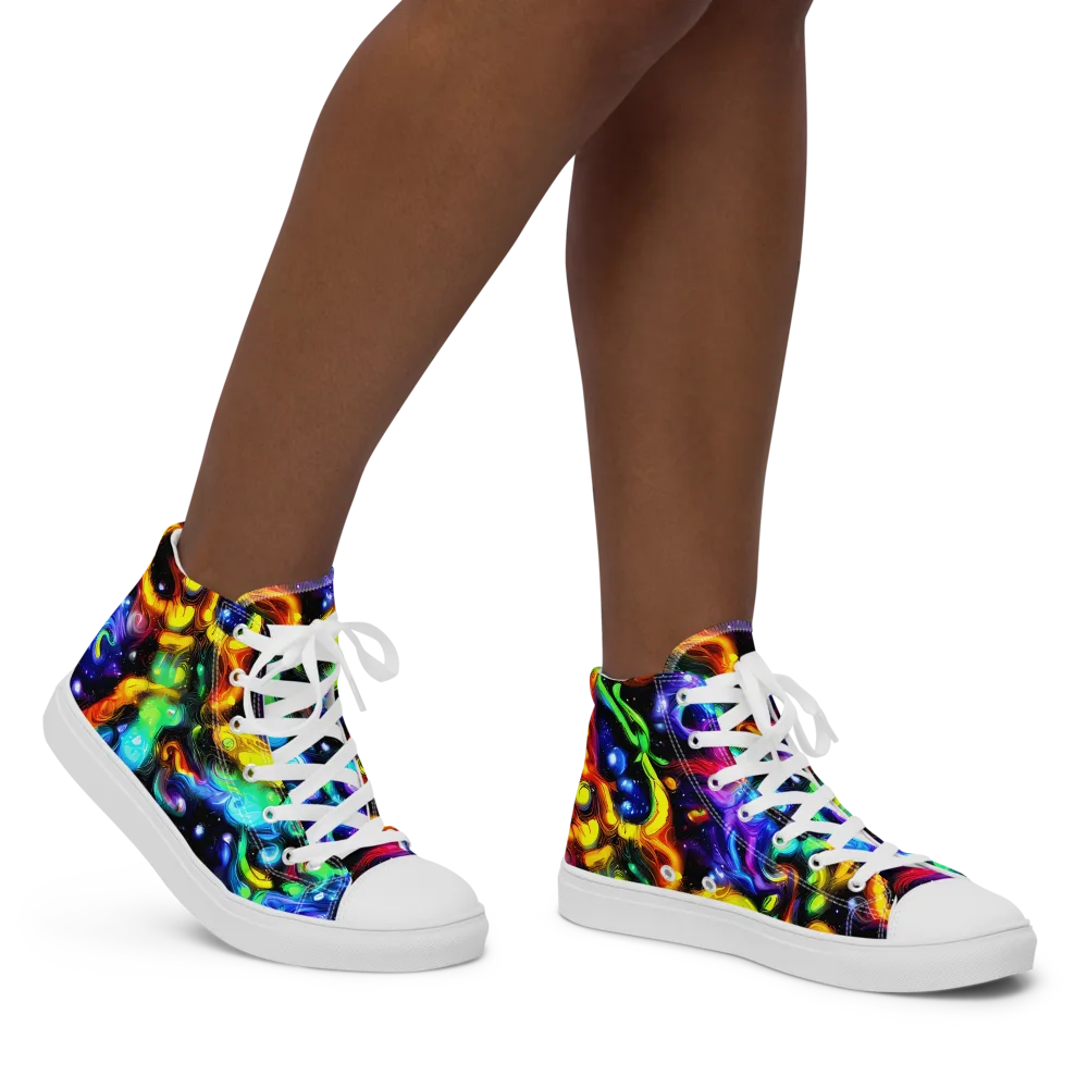 Infinite Colorstorm on Women's High Top Canvas Shoes — Right