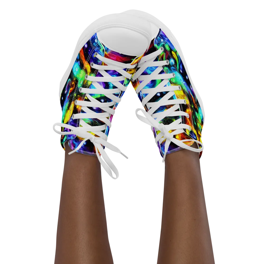Infinite Colorstorm on Women's High Top Canvas Shoes — Front