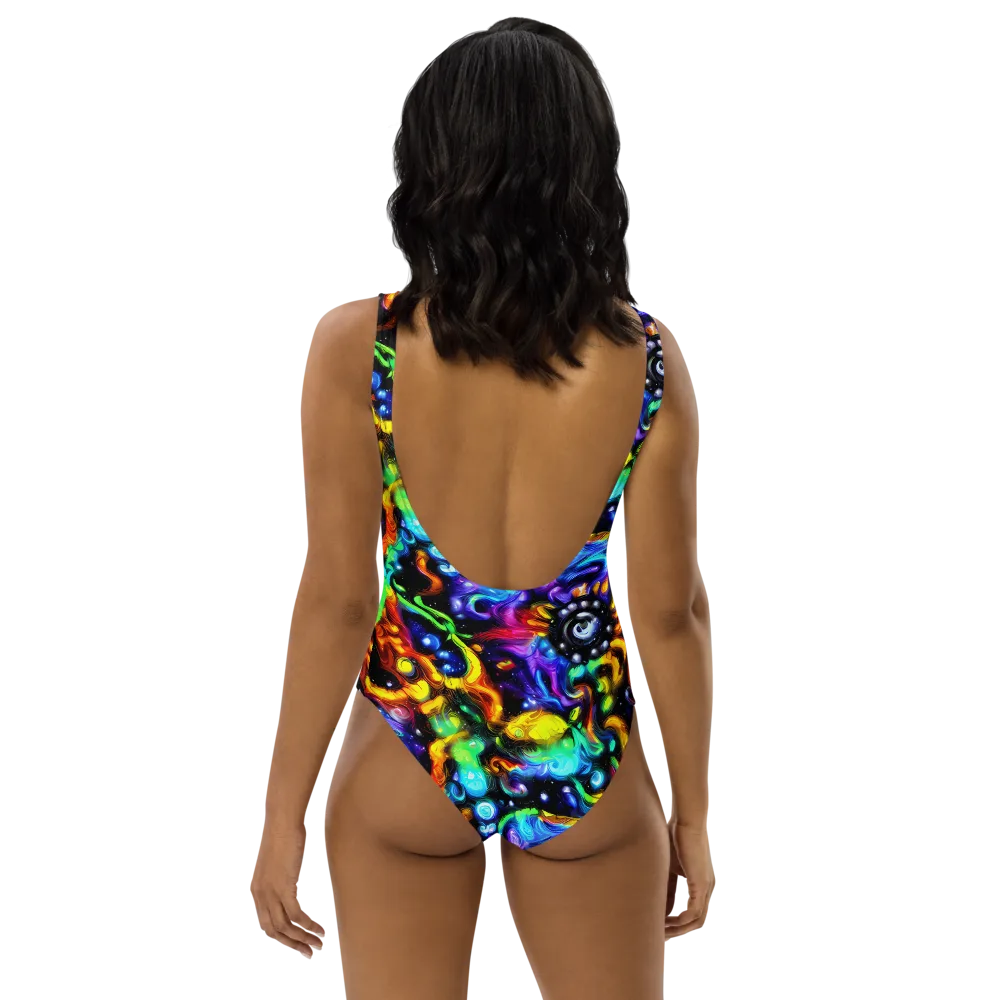 Infinite Colorstorm on One-Piece Swimsuit — Back