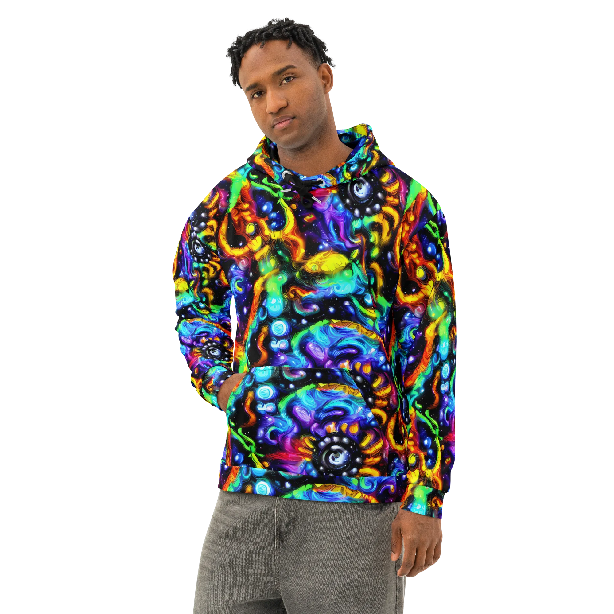 Infinite Colorstorm on Cotton Hoodie — Left Front