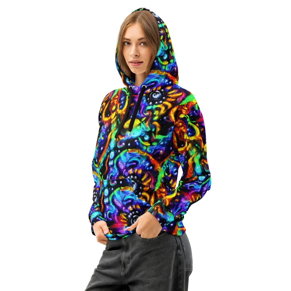 Infinite Colorstorm on Cotton Hoodie — Left Front