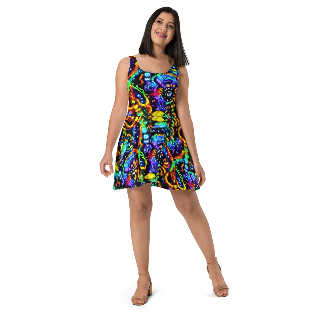 Infinite Colorstorm on Skater Dress — Front