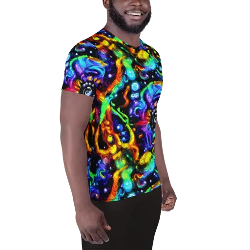 Infinite Colorstorm on a Men's Athletic T-Shirt