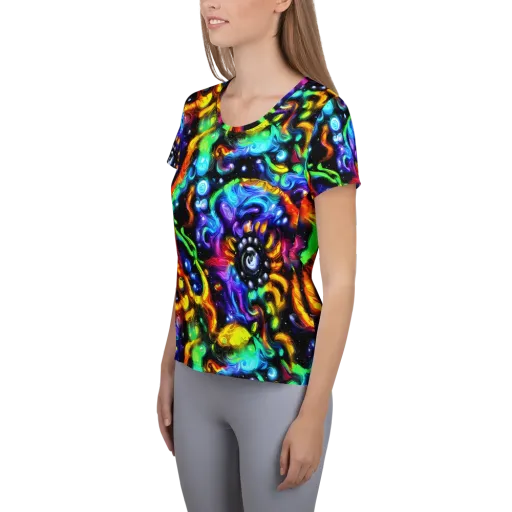Infinite Colorstorm on a Women's Athletic T-Shirt