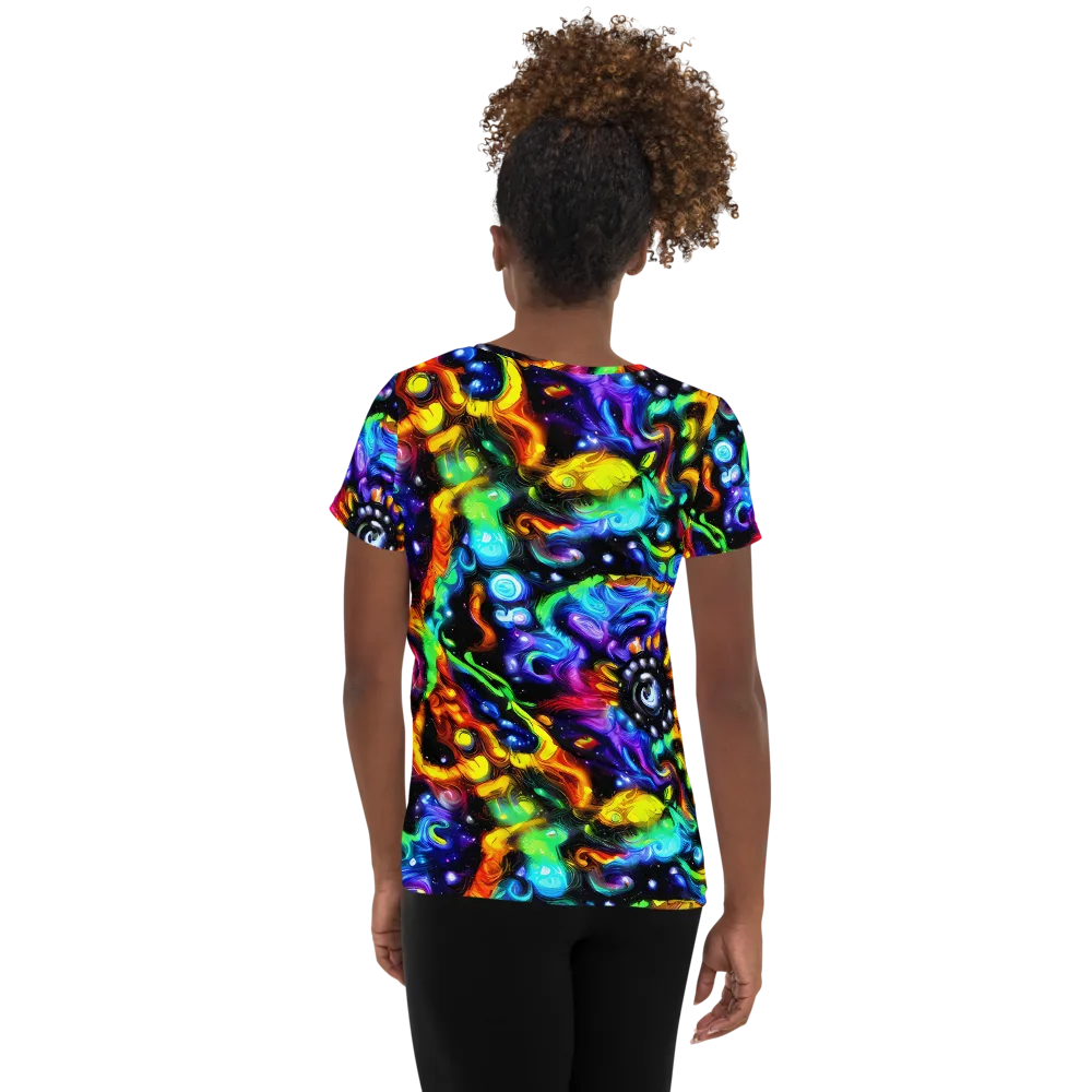Infinite Colorstorm on Women's Athletic T-Shirt — Back