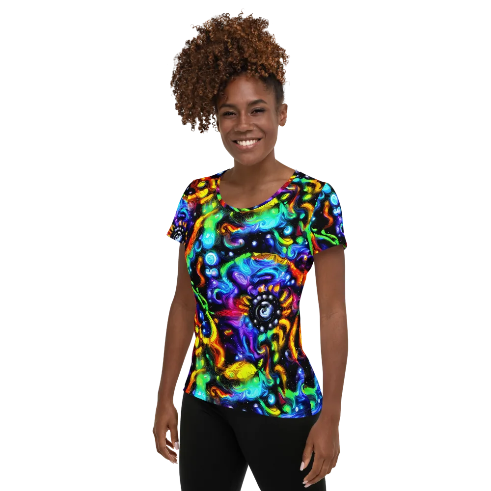 Infinite Colorstorm on Women's Athletic T-Shirt — Left