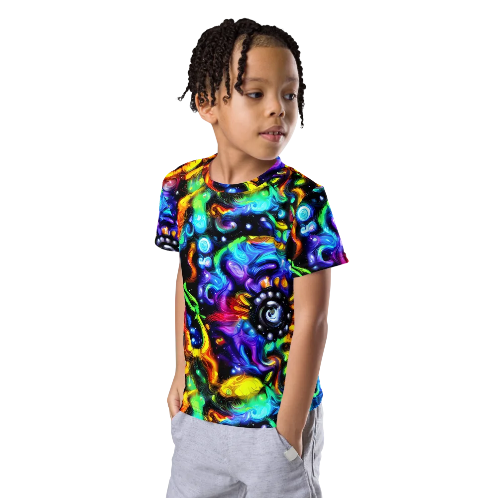 Infinite Colorstorm on Kids Crew Neck T-Shirt — Left Front