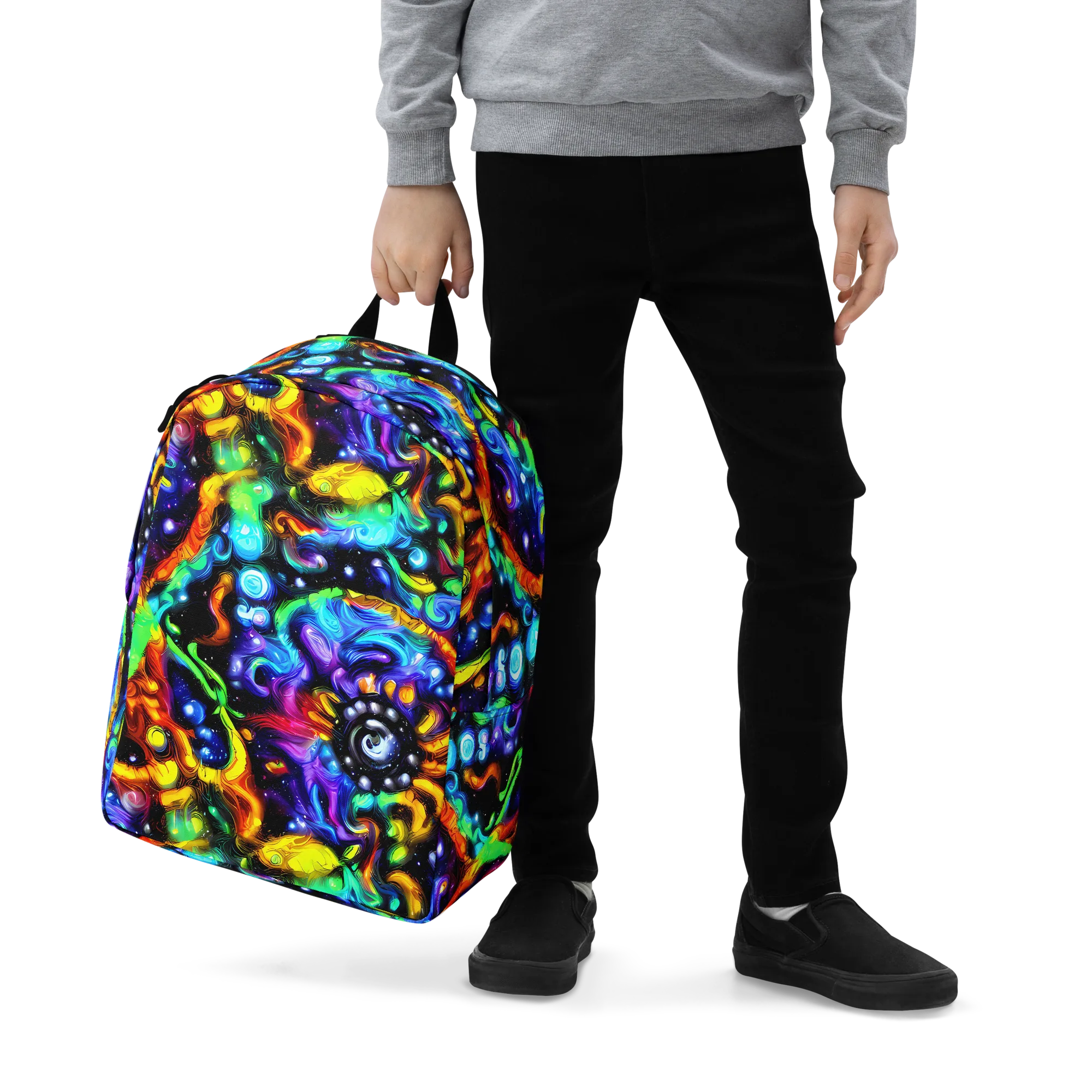 Infinite Colorstorm on Minimalist Backpack — Zoomed-in