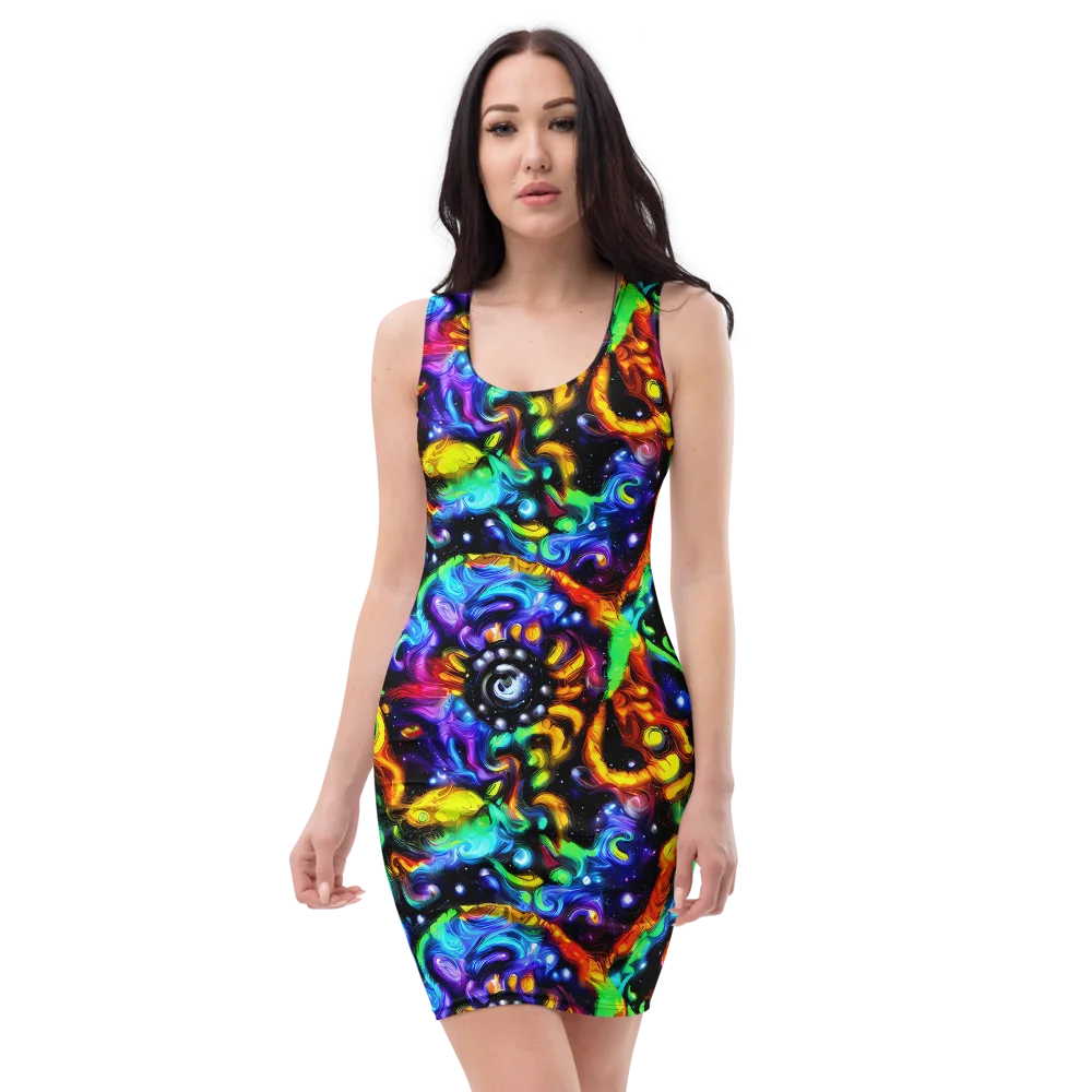 Infinite Colorstorm on Bodycon Dress — Front