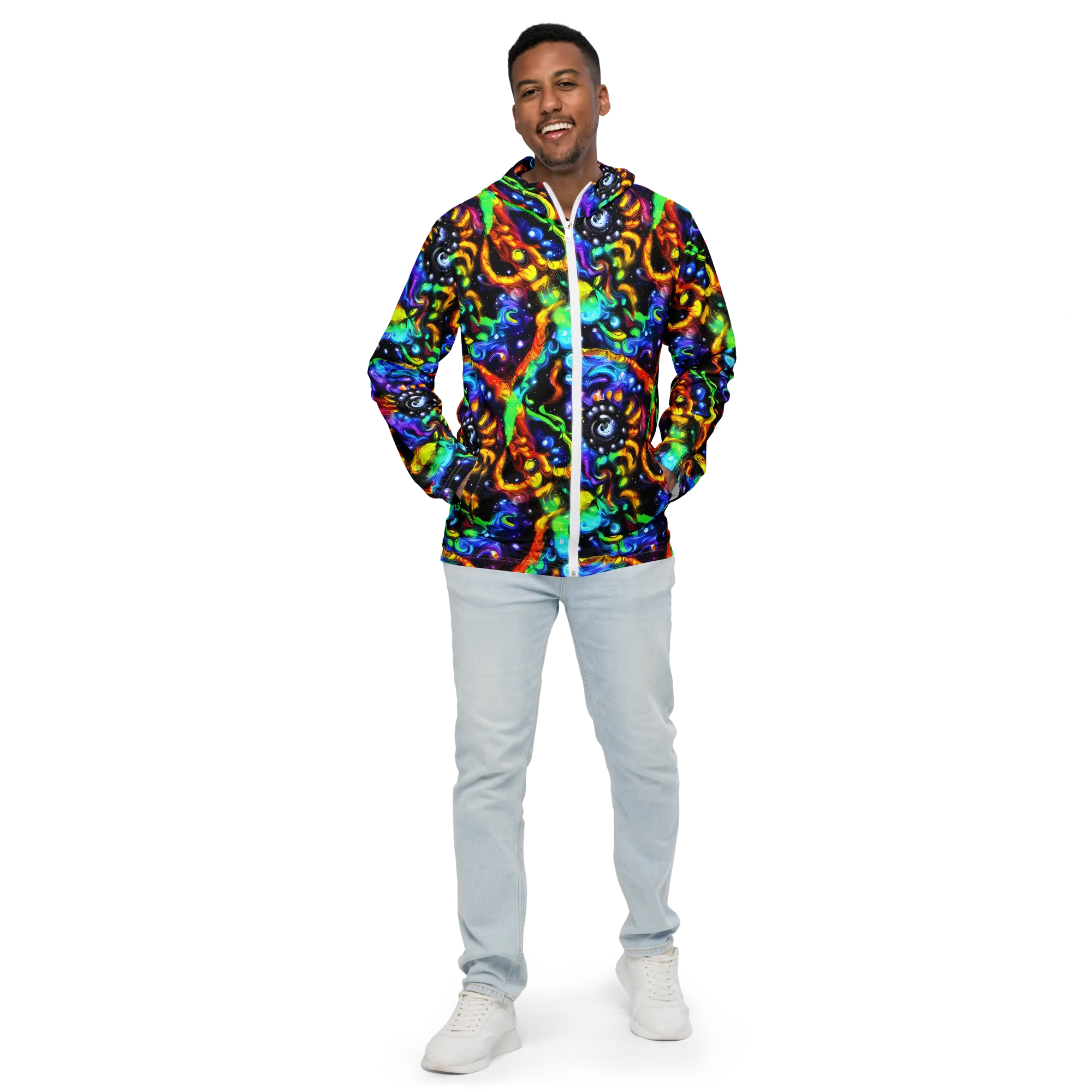 Infinite Colorstorm on Men's Windbreaker — Front