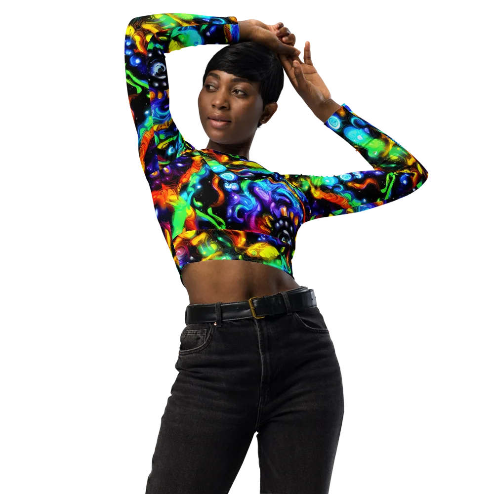 Infinite Colorstorm on Long Sleeve Crop Top — Front