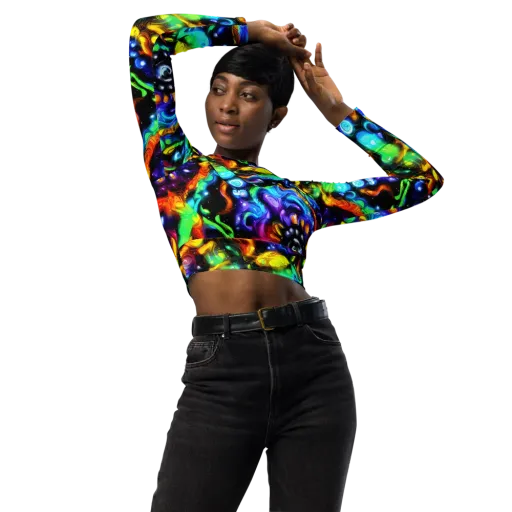 Infinite Colorstorm on a Long Sleeve Crop Top