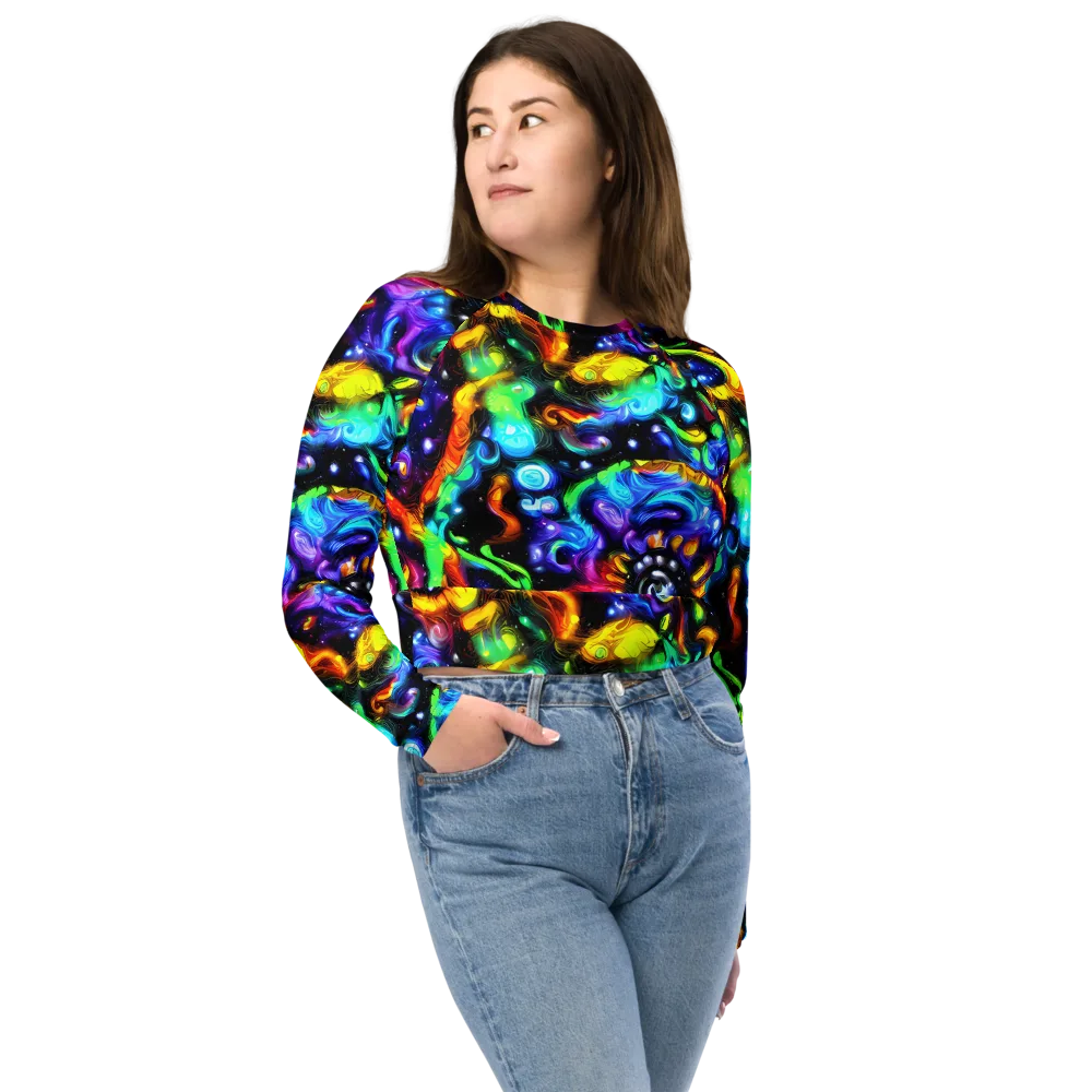 Infinite Colorstorm on Long Sleeve Crop Top — Front