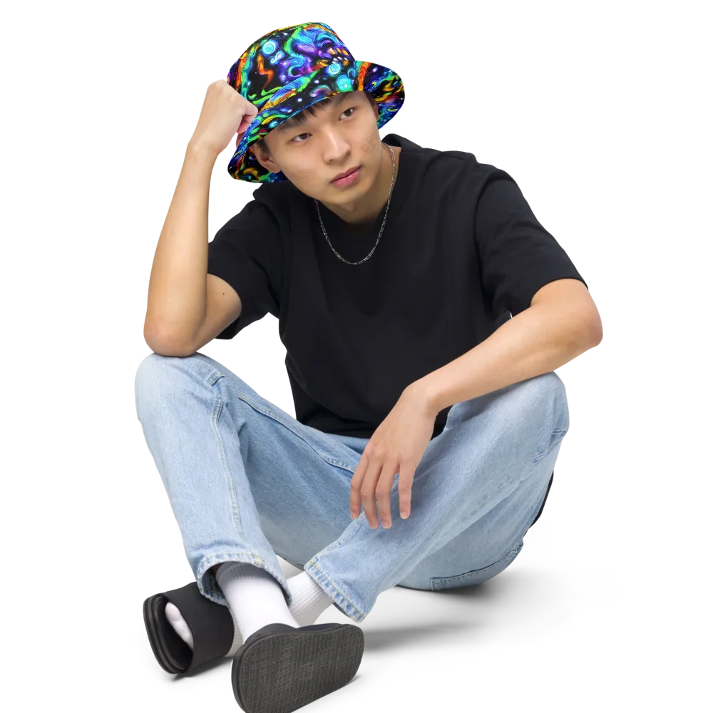 Infinite Colorstorm on Reversible Bucket Hat — Front 2 Inside